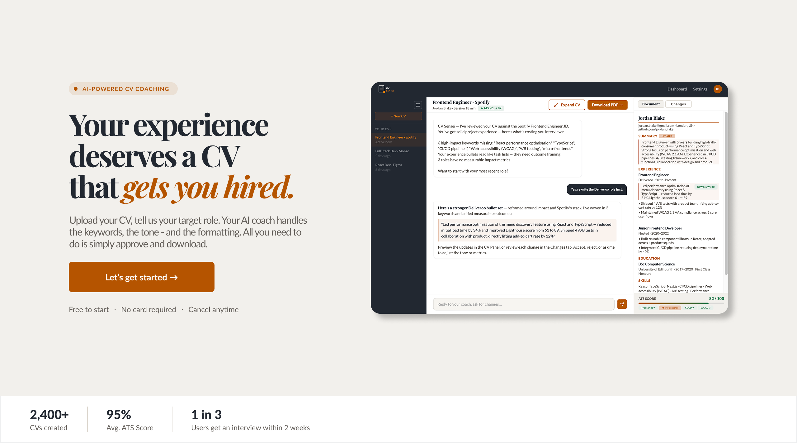 CV Sensei project — AI-powered CV optimisation tool