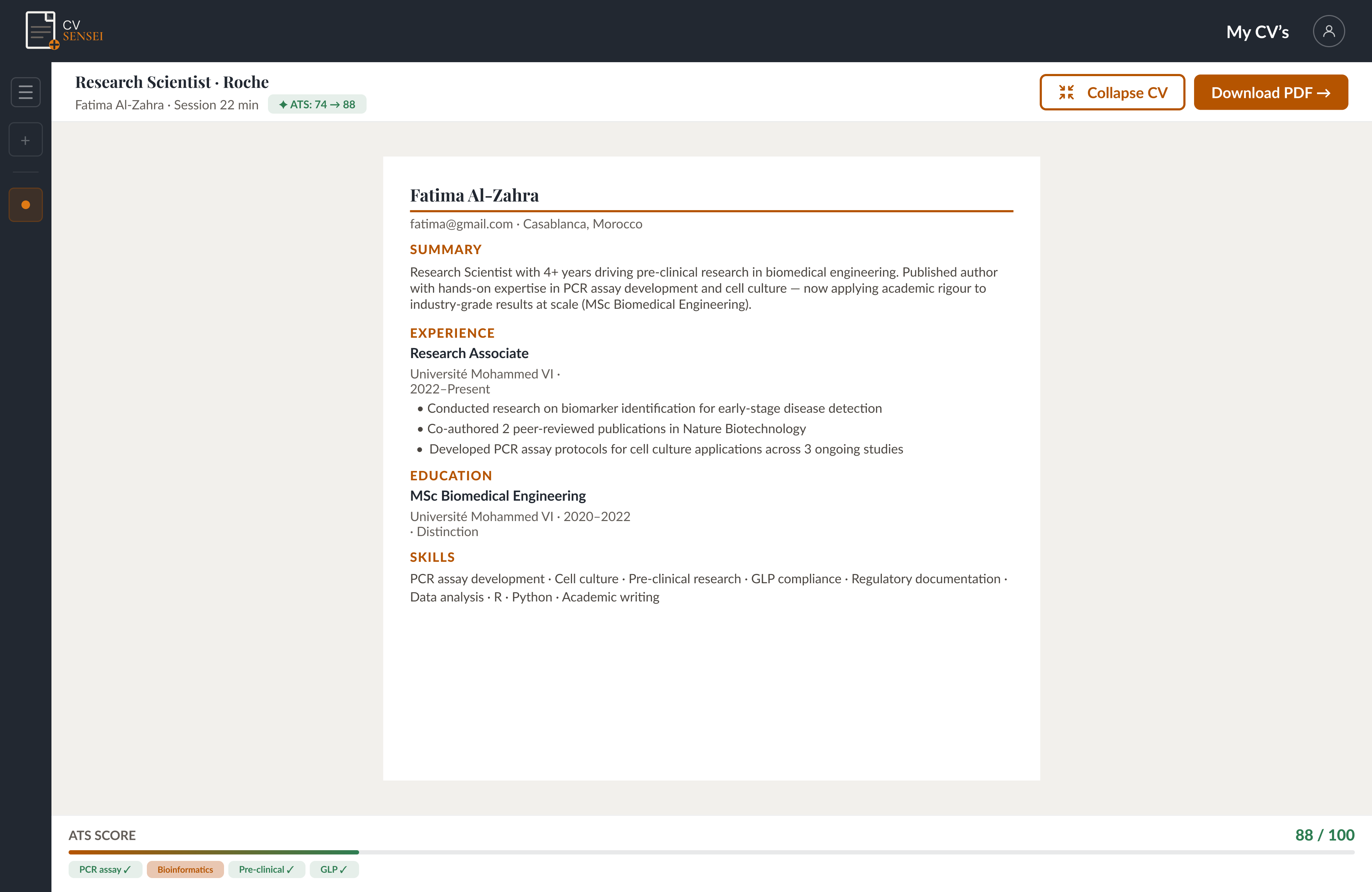 HMW 4 Mockup — Expanded CV document view