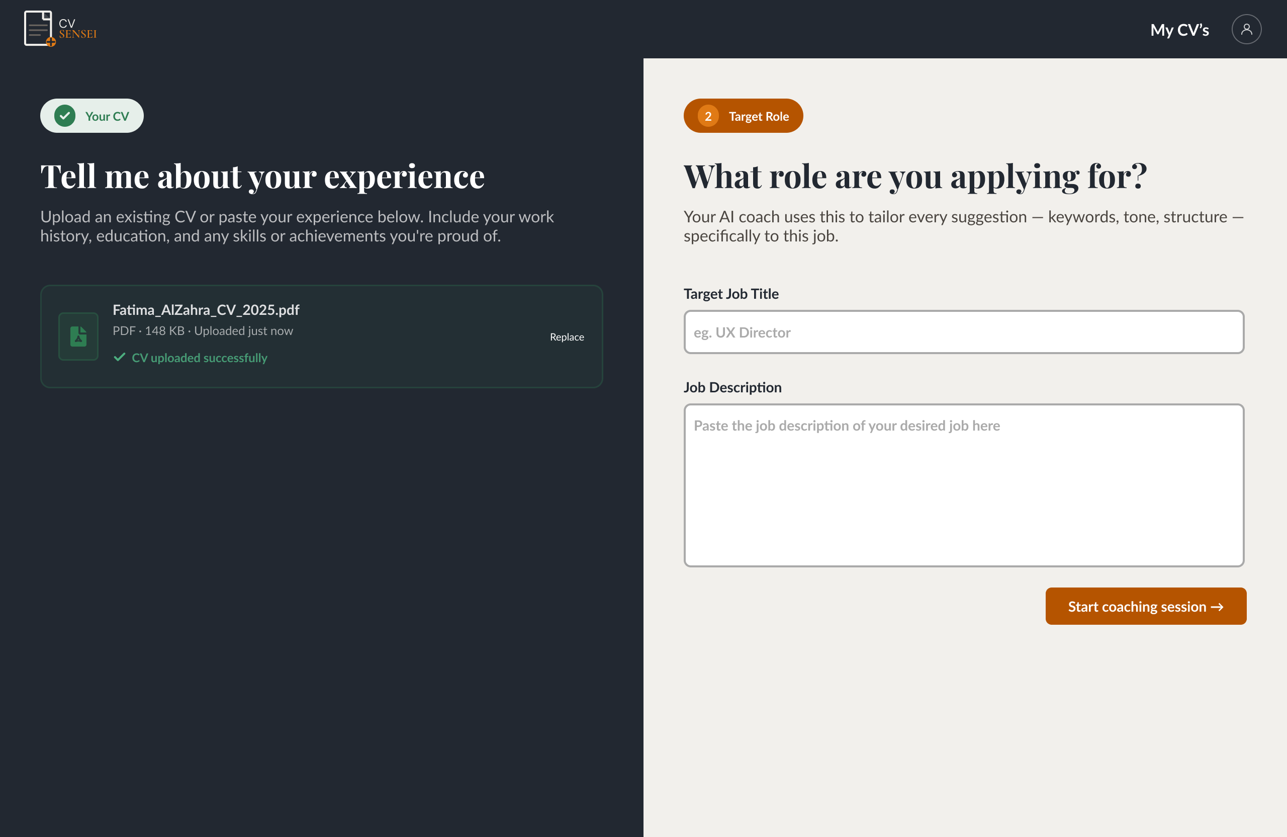 New CV Step 2 — Target Role